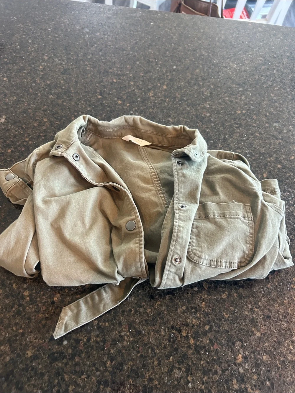 LC Lauren Conrad Olive Utility Jacket with Tie Waist